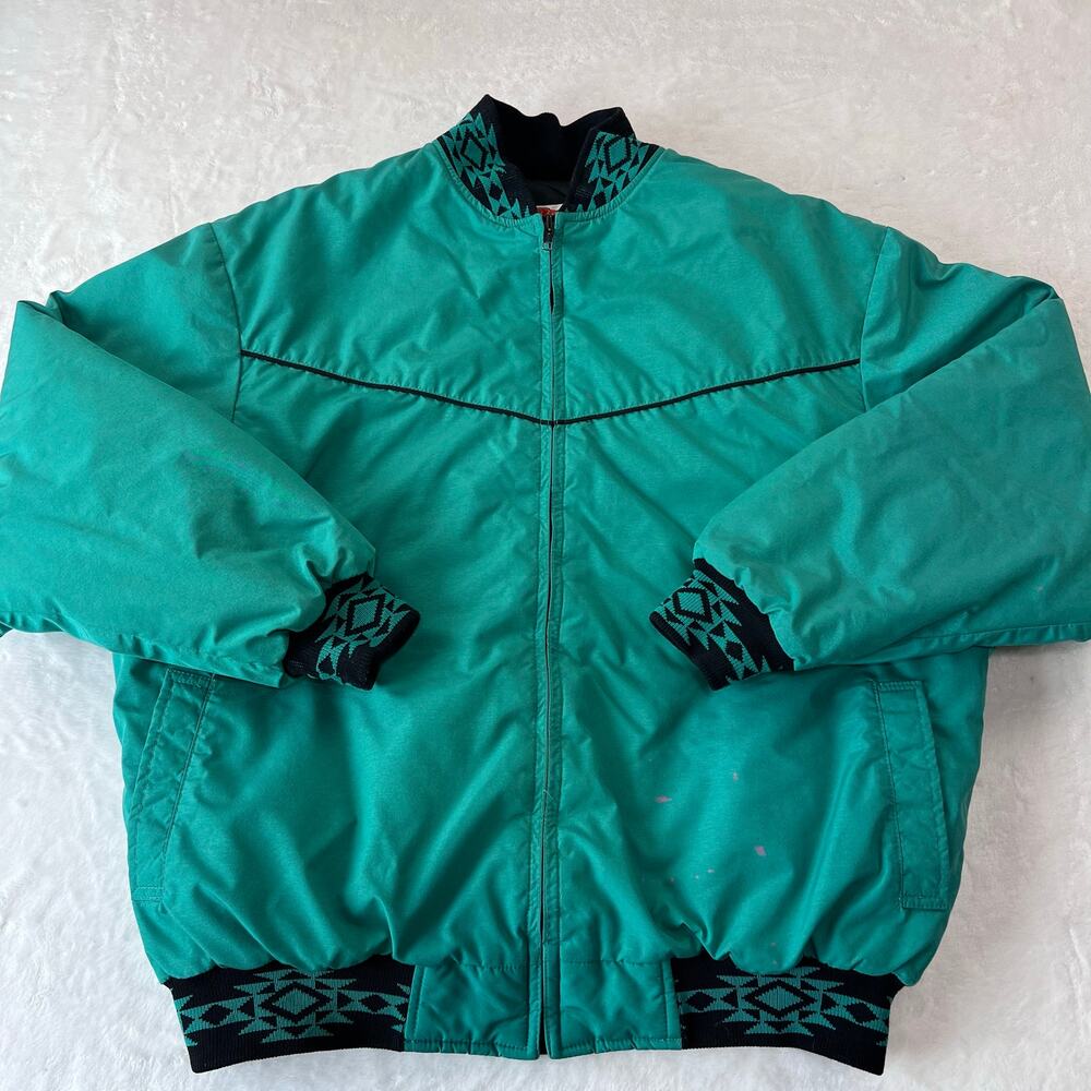 Comfy Casual Aztec Southwestern Women's Jacket Green Black Size 16 Large
